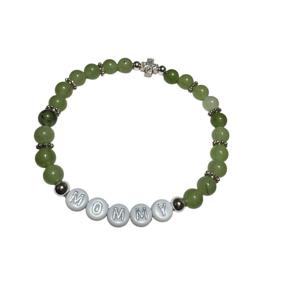 Green Beaded 'Mommy' Bracelet
